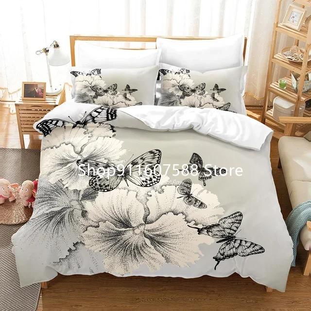 Schwarzer Tod Motte Bettwäsche Set Gotisches Totenkopf Bettbezug Set Schmetterling Bettwäsche 2/3 Stück Mond Sterne Luxus Heimtextilien