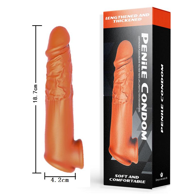 MELEON Realistic Penis Extension Cock Sleeve Reusable Silicone Penis Enlarger Delay Condoms For Adult Men Dildo Enhancer Sex Toys