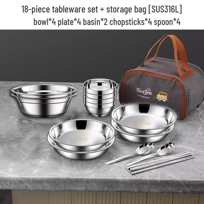 Hanyou 316L Stainless Steel 18-Piece Dinnerware Set