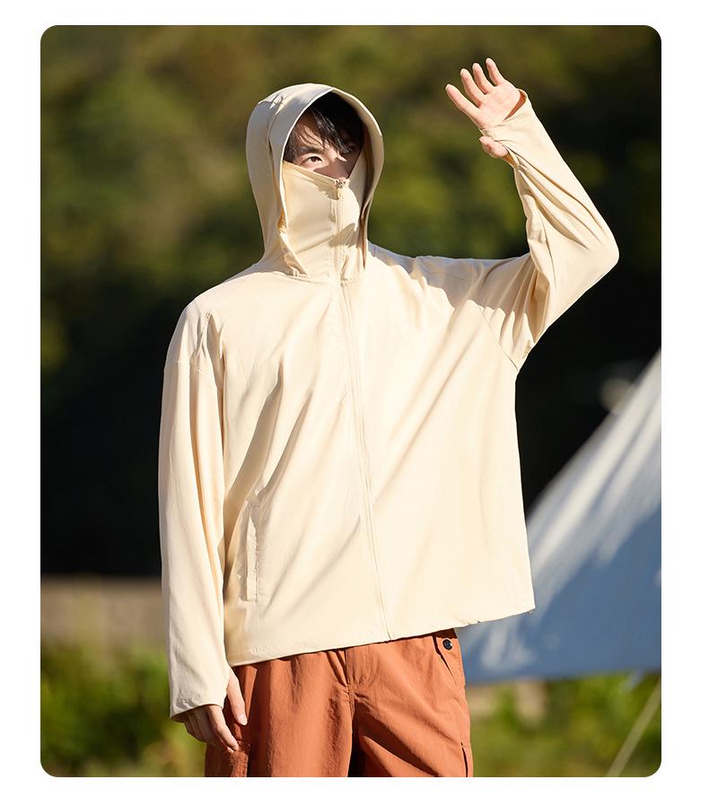 Unisex UV-Protection Hooded Ice Silk Summer Suit with Detachable Features