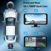 4K Dash Cam Wireless Carplay & Android Auto Car DVR WiFi Rearview Camera With Magnetic bracket Dashboard Video Recorder