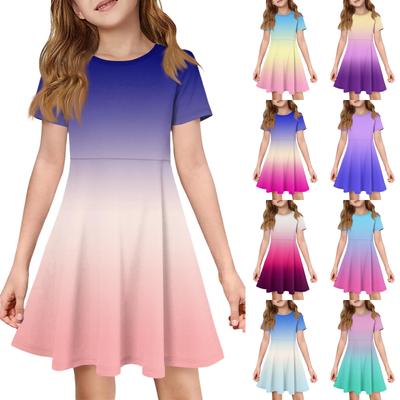 Girl Summer Dress Color & Print Short Sleeve Dress With Pocket Casual Dress Shorts Sleeve Party Dress Easter Day