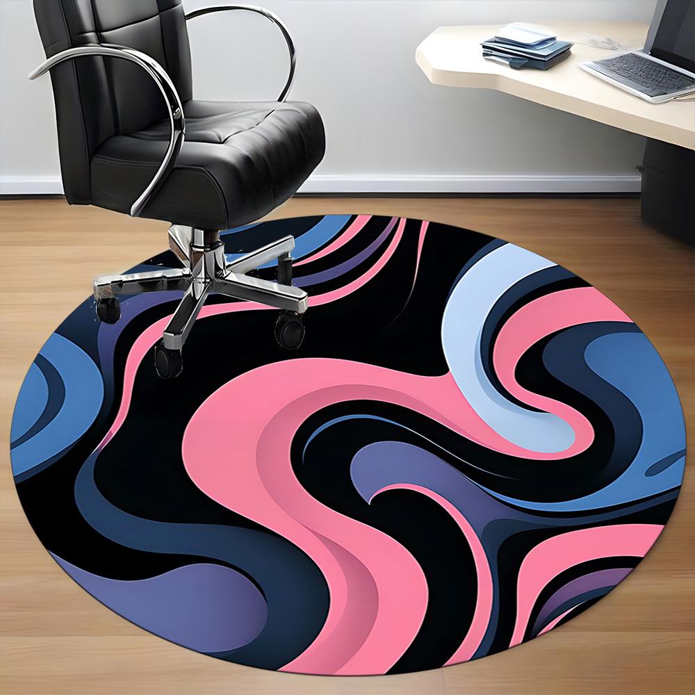 1pc Abstract Swirls Carpet, Round Non Slip Durable Large Size Office Carpet, Suitable for Office