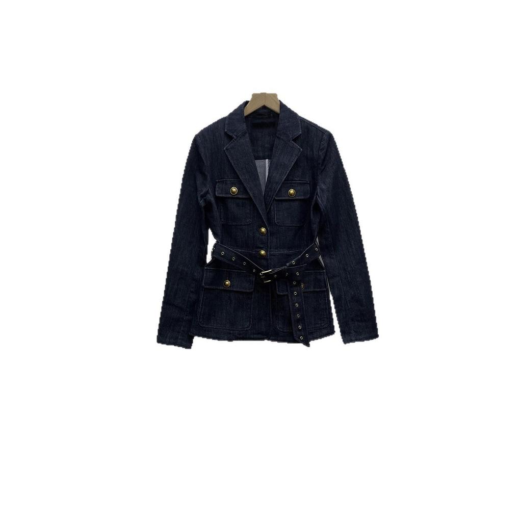 Zhu Zhu Blue Denim Women's Two-Piece Set: Stylish Suit Jacket & Slimming Jeans