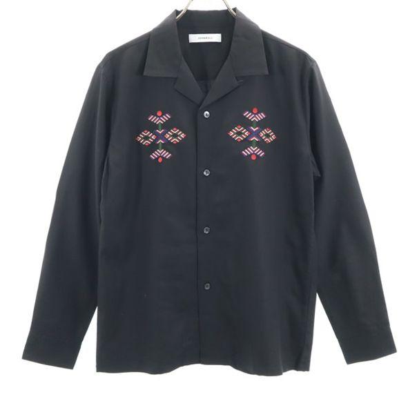 unused Johnbull Long sleeve Embroidery shirt M black embroidery Men's Used