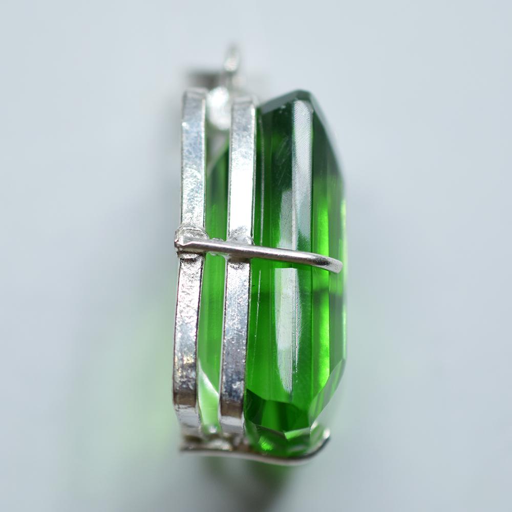 Guaranteed 925 Sterling Silver Pendant Topaz Emerald 118.95 Ct Precious Gems My-378-k