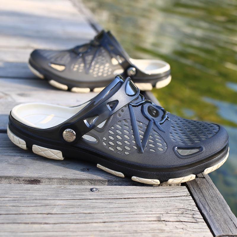 Summer New Couple Sandals Bag Head Hollow Jelly Shoes Breathable Large Size Men's Beach