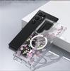 Small Purple Floral Magnetic Case for iPhone 15/16/17 Pro Max - Transparent Full Coverage