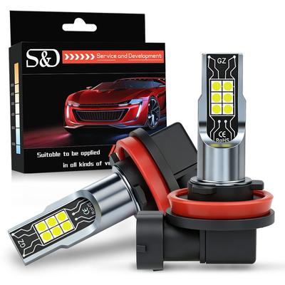 2Pcs H11 H8 H9 LED Fog/DRL Bulbs H7 9005 HB3 9006 HB4 Led Fog Lights Day Driving Running Light H4 Motorcycle Headlight White 6000K Super Bright Lamp
