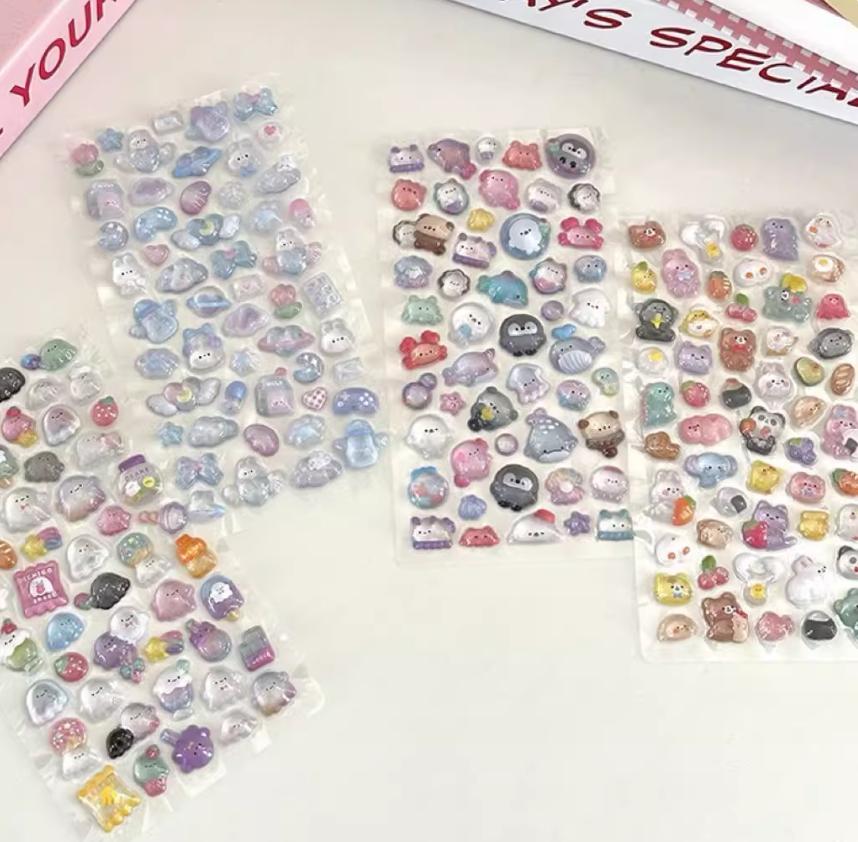 New Funny Sweet  Ice Cream Pets Drop 3d Relief Sticker Scrapbooking Diy Diary Decor Journaling Stationery Kawaii Stickers