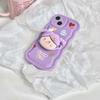 Purple Girl Stojánek Cartoon Love Heart Ins Pouzdro na telefon Iphone 11 12 13 Promax 14 Pro Max Roztomilý zadní kryt Capa