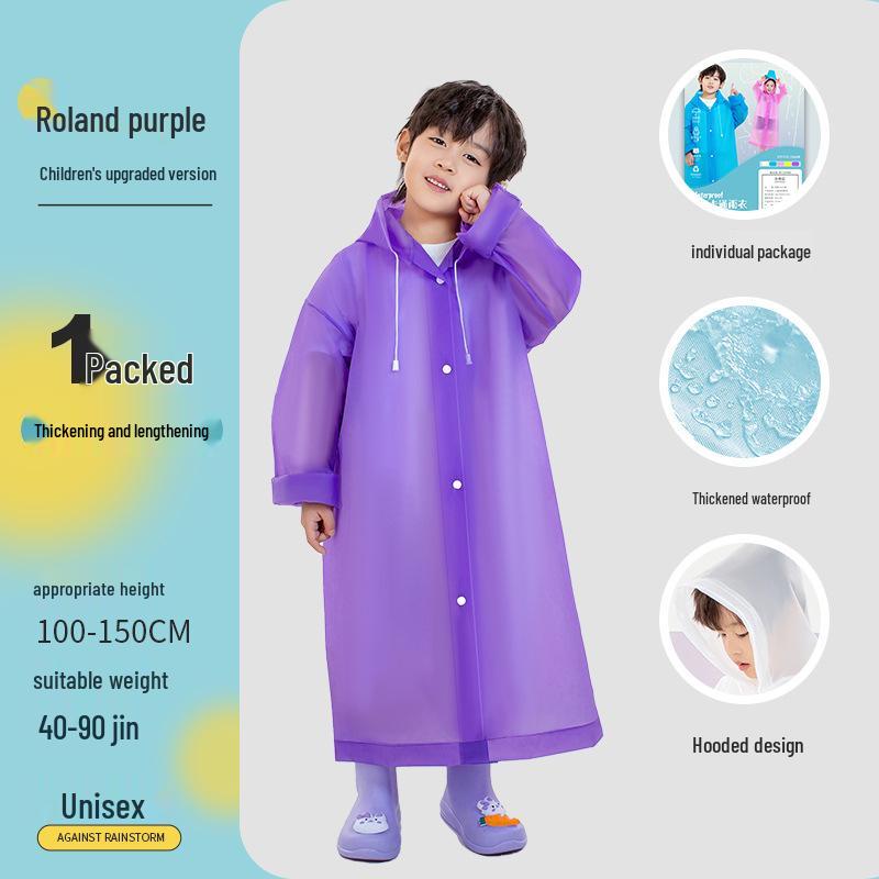 Children's and Student Long EVA Poncho – Waterproof, Disposable Raincoat for Girls and Boys