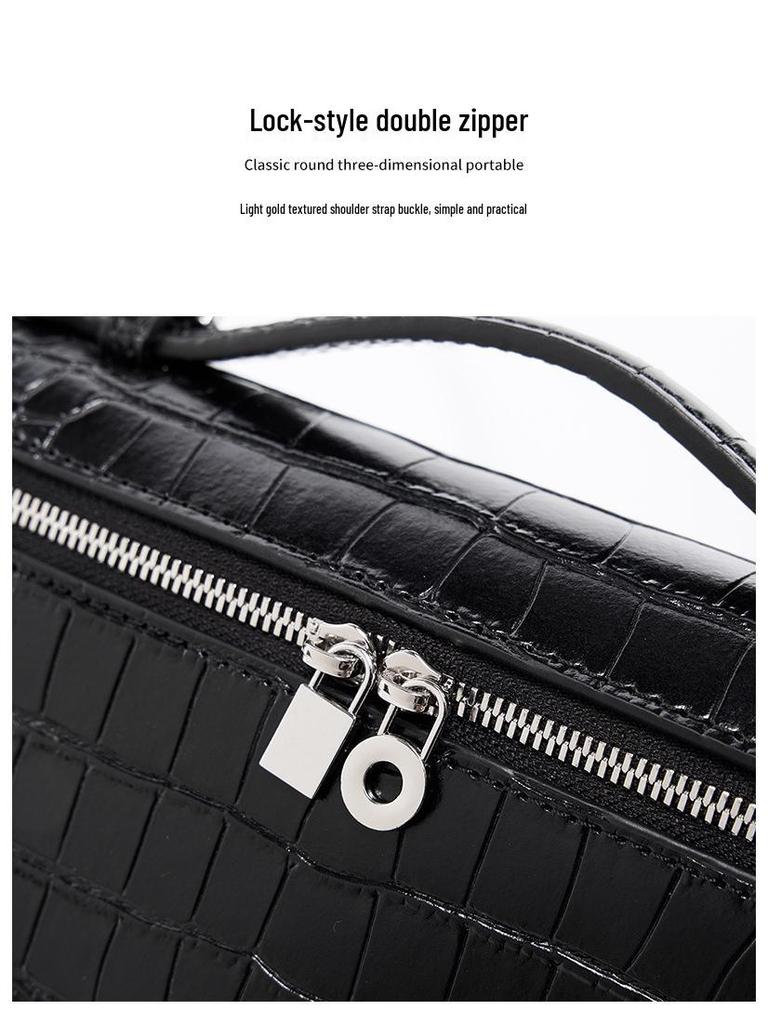 2024 Crocodile Pattern Genuine Leather Shoulder Bag: High-End Cowhide Lunch Box and Handbag for Women