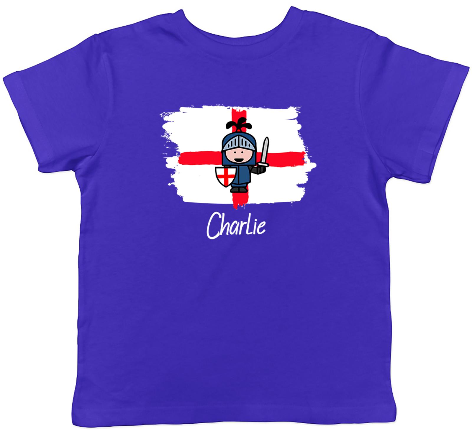 

Personalised St George s Day Knight England Flag Kids T-Shirt Boys Girls Gift 100