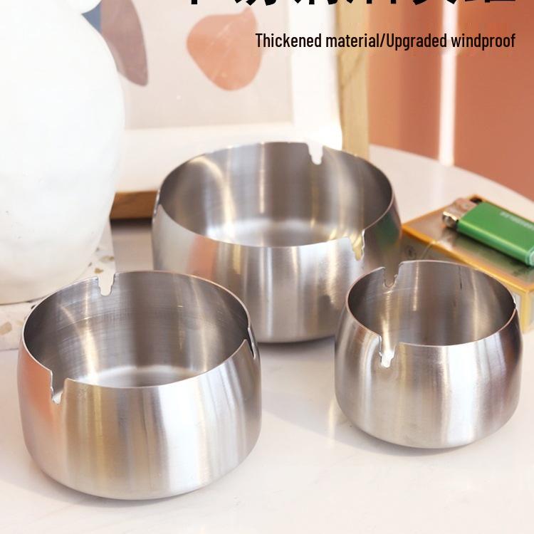 Windproof Stainless Steel Luxury Ashtray for Home, Restaurant, Hotel & Guesthouse - Customizable Logo