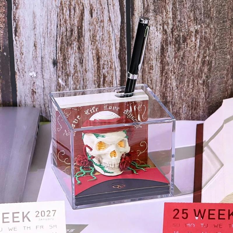 Versatile 2027 Desk Calendar with LED Light 3D Tear-away Pages Modern Design for All Settings