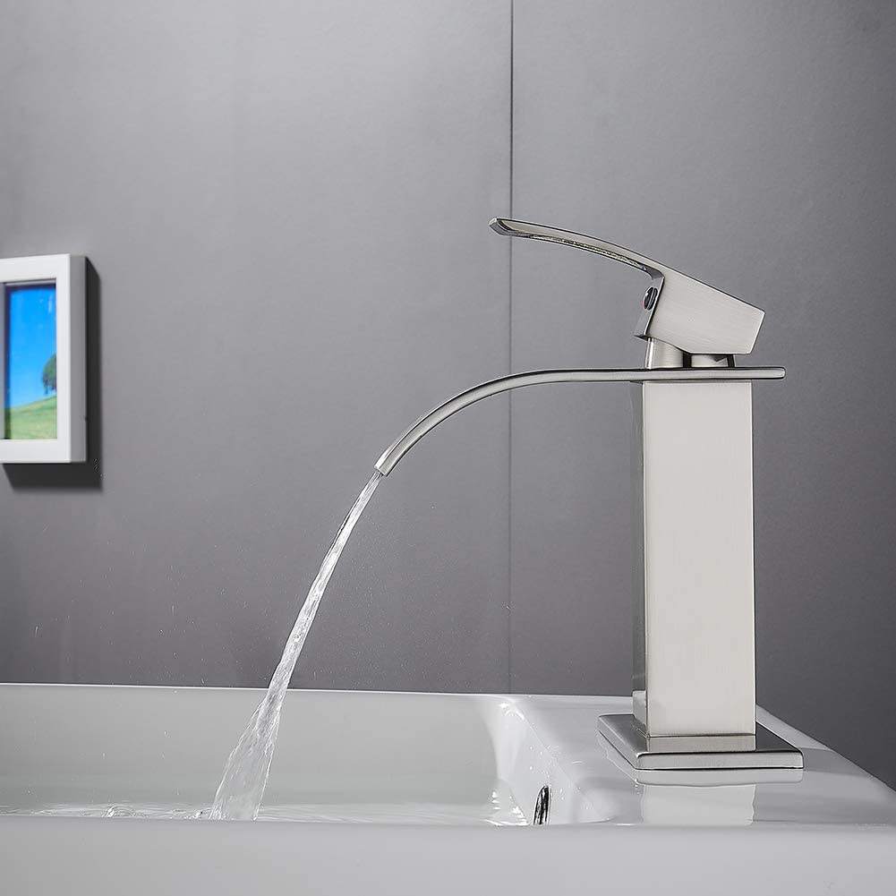 Modern Waterfall Basin Faucet 304 Stainless Steel Nickel/Black Washbasin Faucet Square Hot And Cold Mixed Bathroom Basin Tap