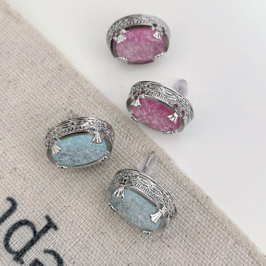 

Baroque Crackle Blue Zircon Purple Luxury Stud Earrings