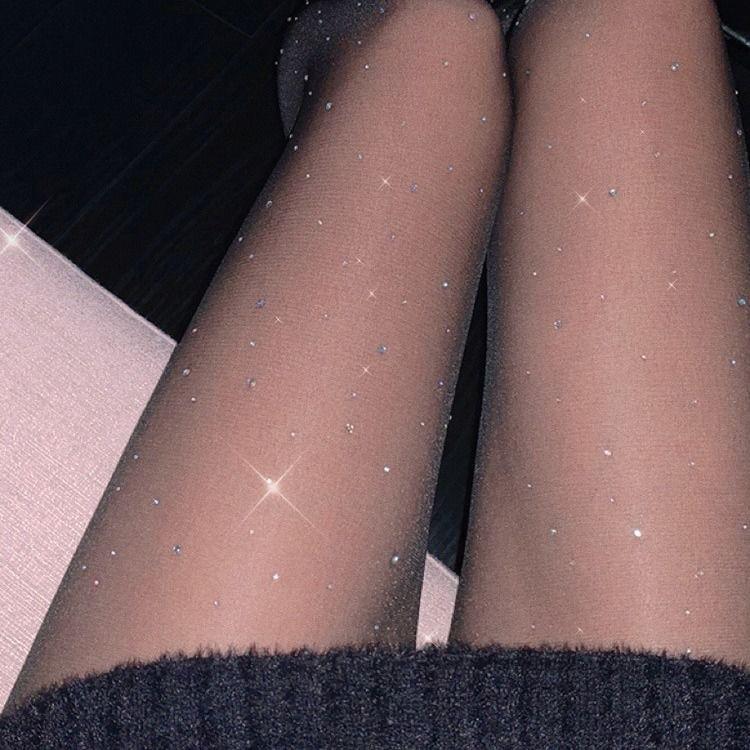 Nightclub Sexy Ultra-Thin Black Silk Diamond Socks Dark Thin Bottom Silk Pantyhose Pure Desire Hot Diamond Stockings Women