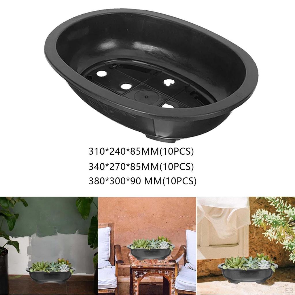 10 Pieces Training Bonsai Pots Flower Pot Planting Oval Nursery For Hotel