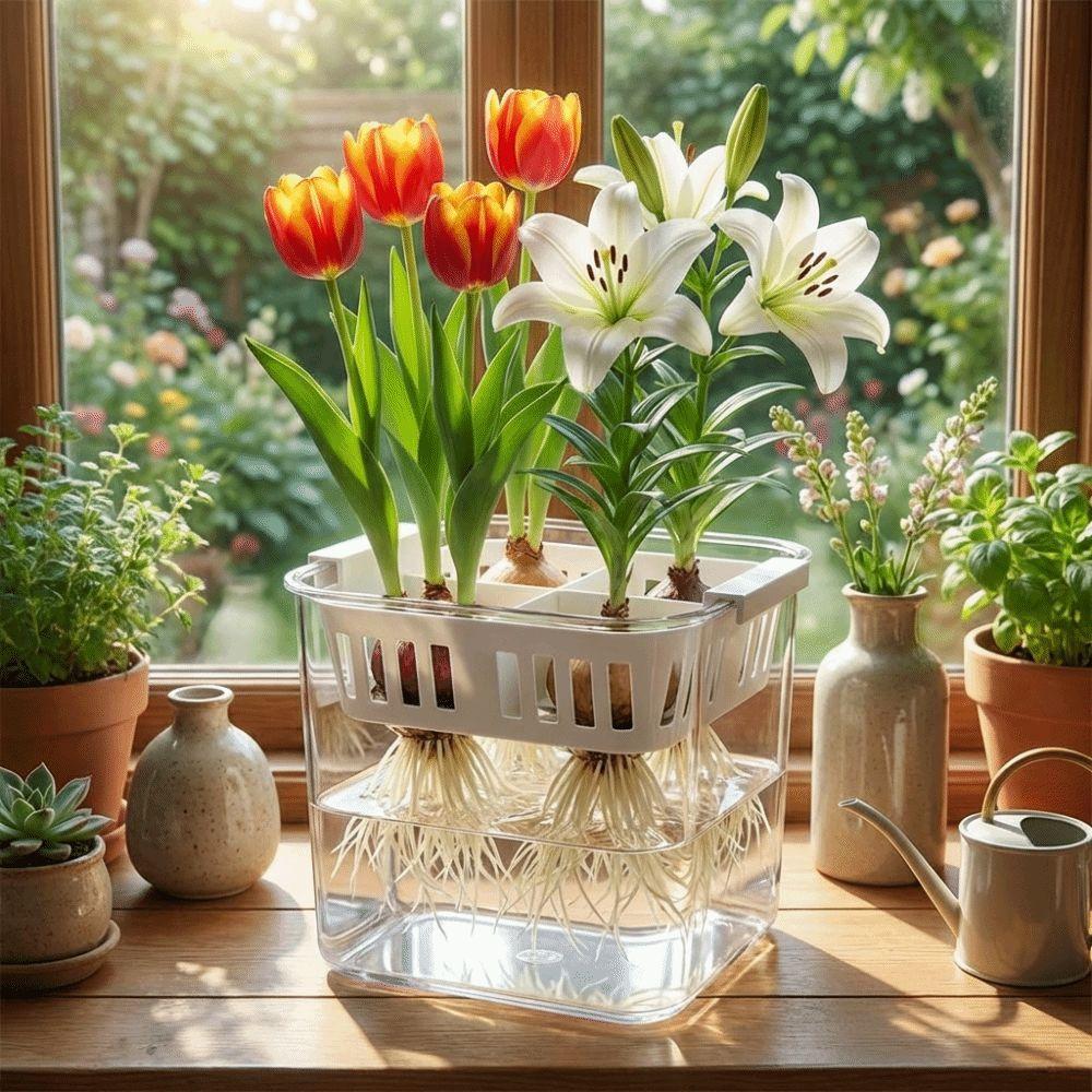 4 Grids Hydroponics Nursery Pots Planter Containers Corm Plant Growing Pots Balcony Planting