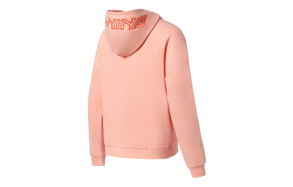 Li Ning Training Series Sweatshirts Women's Bright Lotus Orange Hooded Moderate Cardigan AWDS952-3