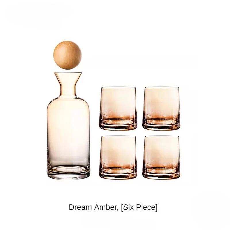 

Легкий роскошный стеклянный чайник для холодной воды, набор чашек в скандинавском стиле, банка для карамельной воды, деревянная крышка, чайник, домашний диспенсер для воды