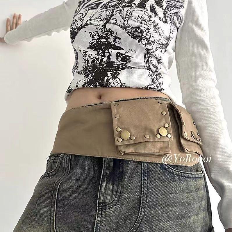 

Hippie Retro Western Style Workwear, Waist Belt, Wasteland Style Vintage, Fashionable Waist Bag, Wide Waist Seal