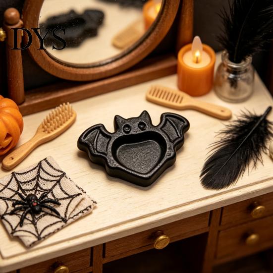 Halloween Scene Construction Miniature Bat Ghost Tray for Dollhouse, 3D Printed Diorama Props, Landscape Supplies Tabletop Decor Accessories Blind Box