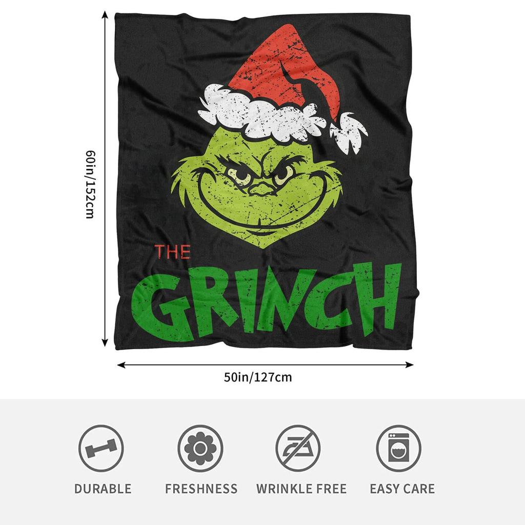 Christmas Cartoon Green Devil Blanket Christmas Gift Flannel Blanket Digital Print Blanket
