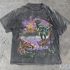 Vintage Dinosaur 90s Graphic Tee, Retro Jurassic Volcano Shirt, Washed Pepper Dino T Shirt, Prehistoric Art Nature Gift