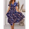 Women's Printed V-neck Short Sleeve Dress Women's Print Short Sleeve Dress