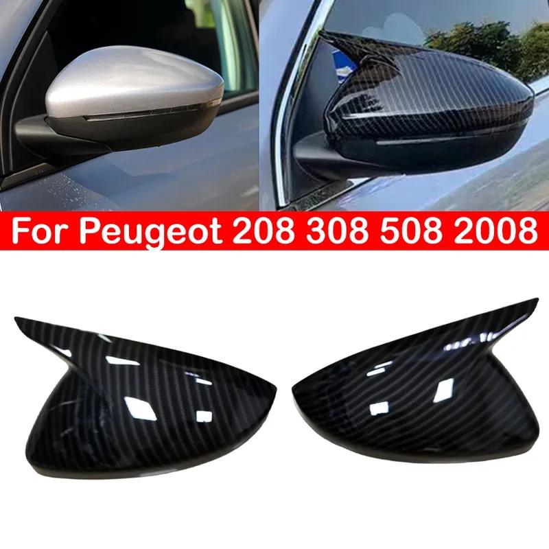 For Peugeot 208 - Peugeot 308 2014- 508 2008 Rearview Side Mirror Cover Wing Cap Sticker Exterior Case Trim Carbon