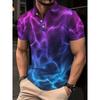 Summer Men's Polo Shirt Fashion Color Block Color Art Men's Striped Polo Shirt Men's Casual Short Sleeved Top