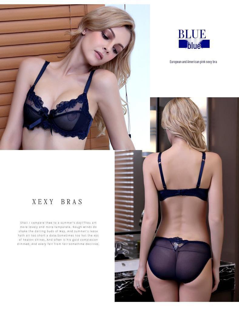 Sexy Plus Size Lingerie Set: Sheer, Anti-Sag, Lace Bra for Smaller Bust Look