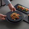 Nordic Style Black Ceramic Flat Dinner Plate