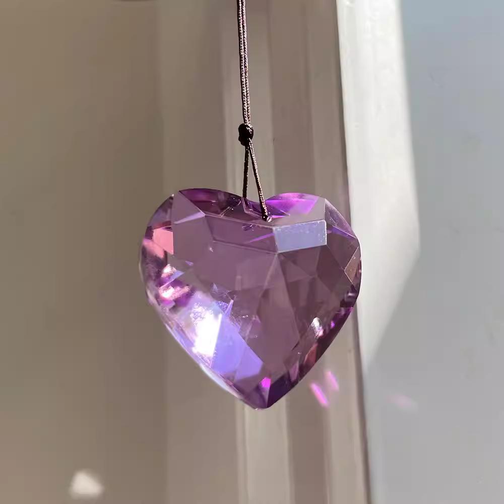 Crystal Hanging Decoration Ab Colorful Crystal Heart Suncatcher Rainbow Maker Decoration Multicolored Crystal Window Pendant