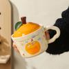 Cute Girl Little Orange with Lid Ceramic Cup Small Gift Set High Temperature Resistant Girls Office Mug Gift Box Set