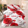 Digital Print Rose Heart LOVE Comforter Set Quilt Bedding Set With Pillowcase Romantic Couple Valentine Bedroom Decor
