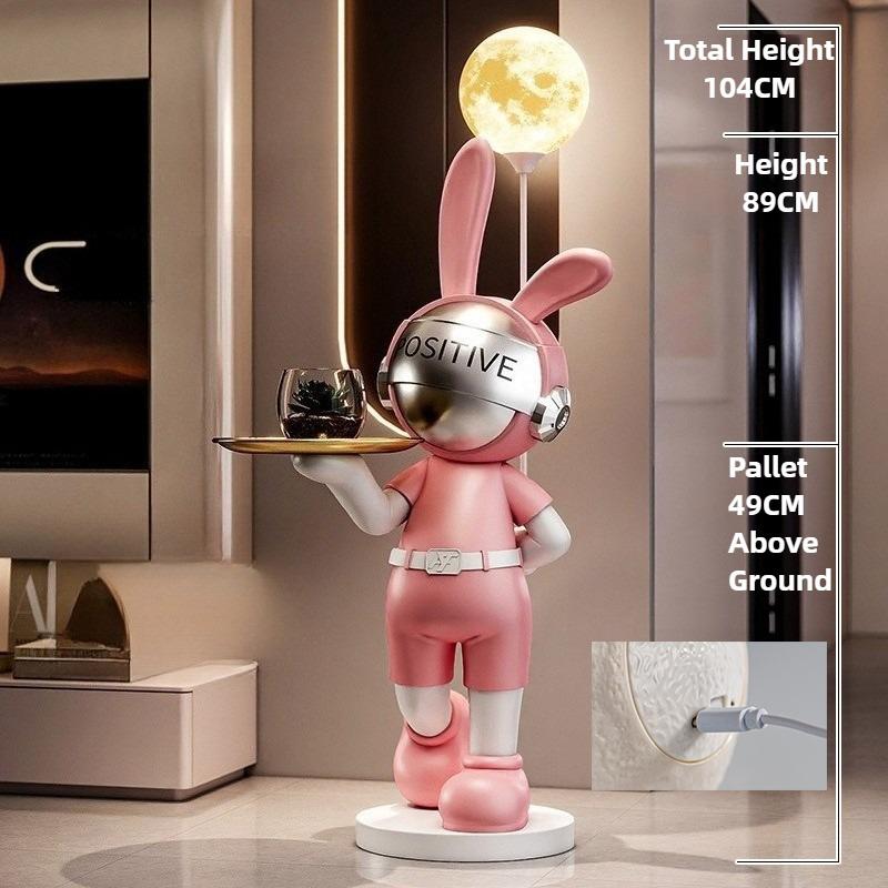 Rabbit Sculptures with Light Groot Creative Astronaut Sculpture with Tray Funny Art Luxury Ornaments Home Living Room Decoration