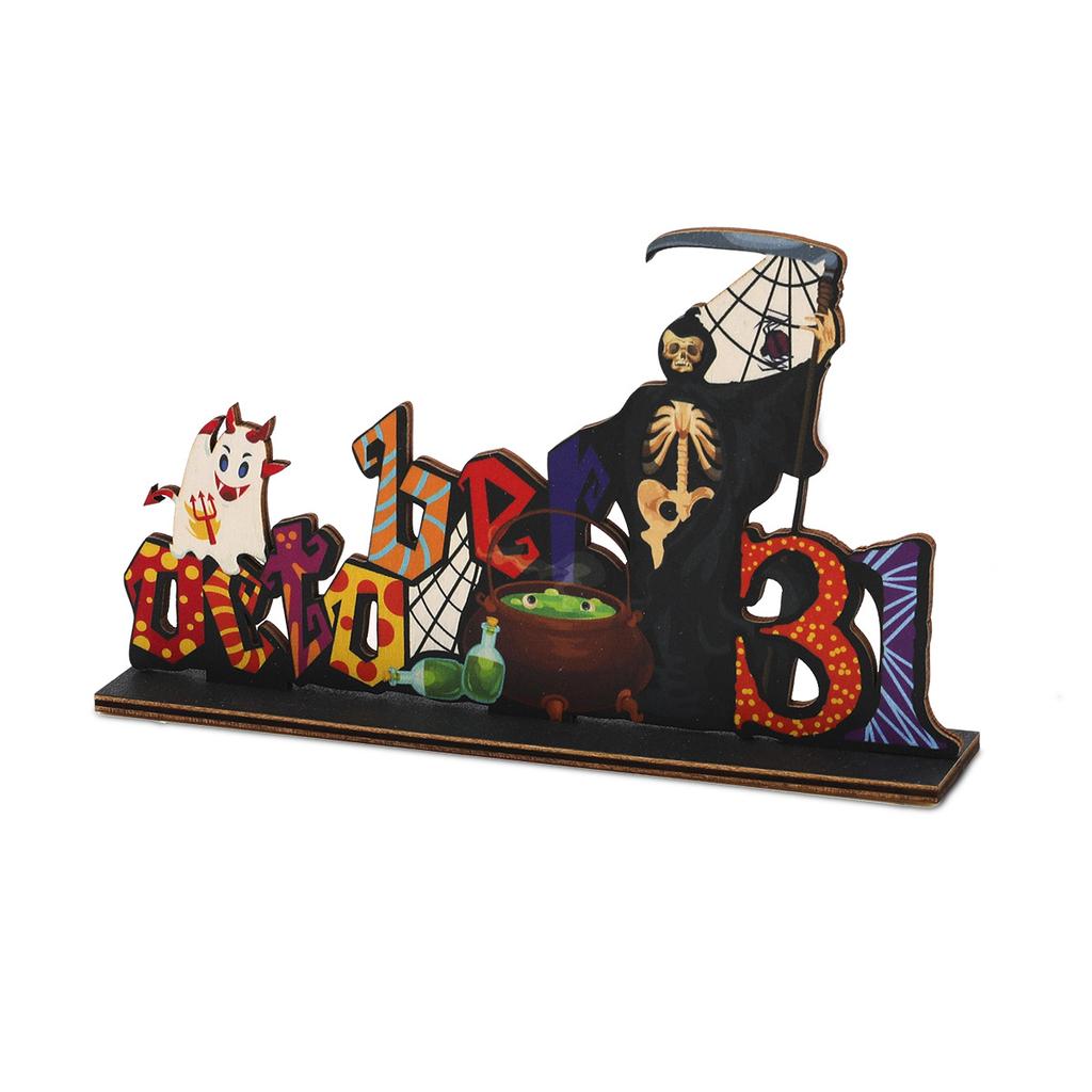 Halloween Decoration Wooden Ornaments Bar Front Desk Horror Atmosphere Table Ornaments
