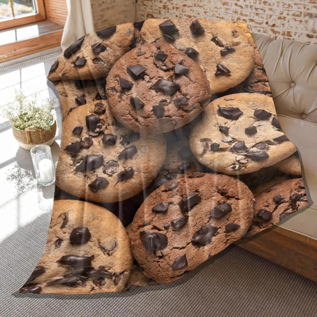 3D Print Sugar Food Cookie Pattern Flannel Throw Blanket King Queen Size for Bed Living Room Couch Sofa All Season Warm Blanket
