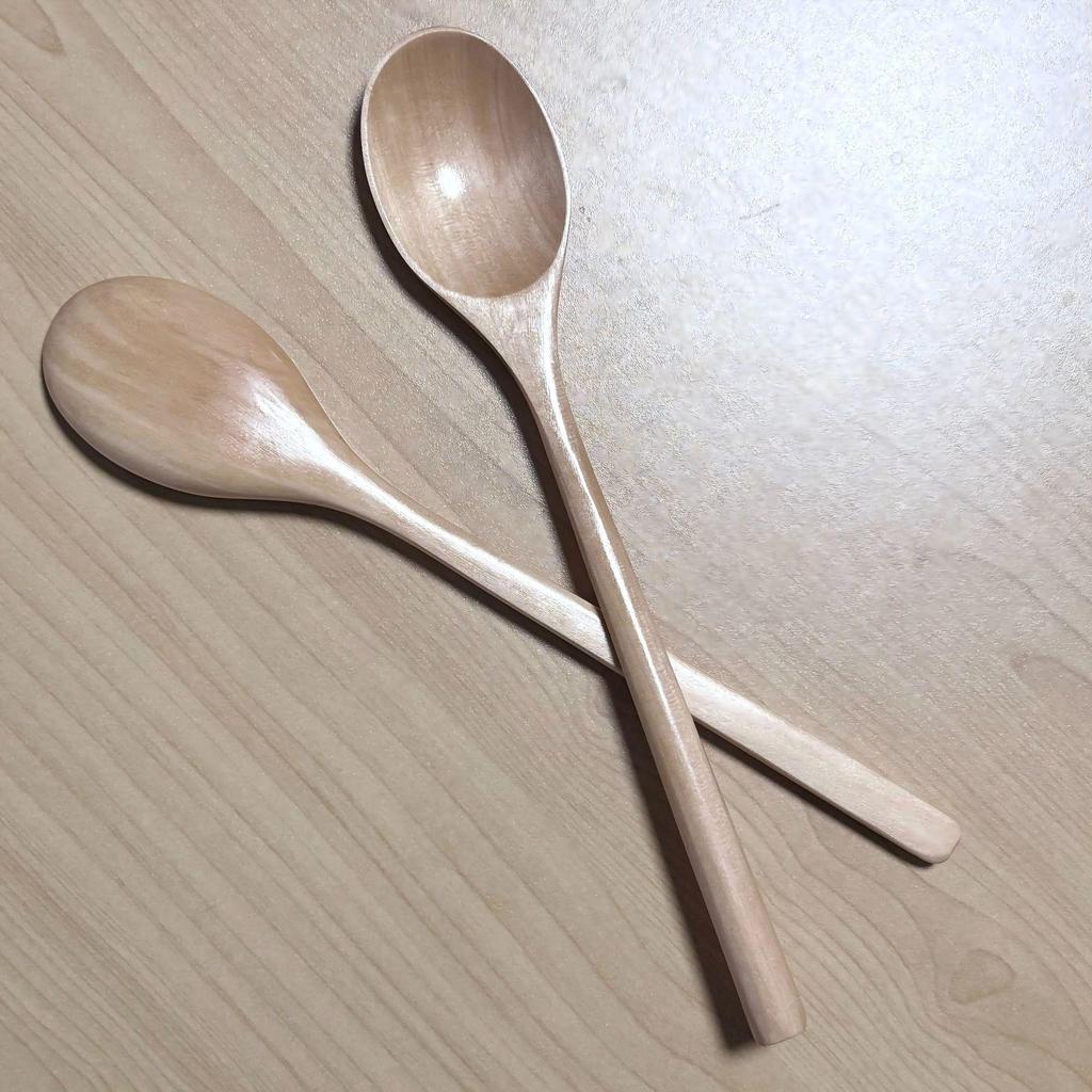 Japanese Style 23.5cm Wooden Spoon with Long, Half-Round Handle for Cooking and Stirring