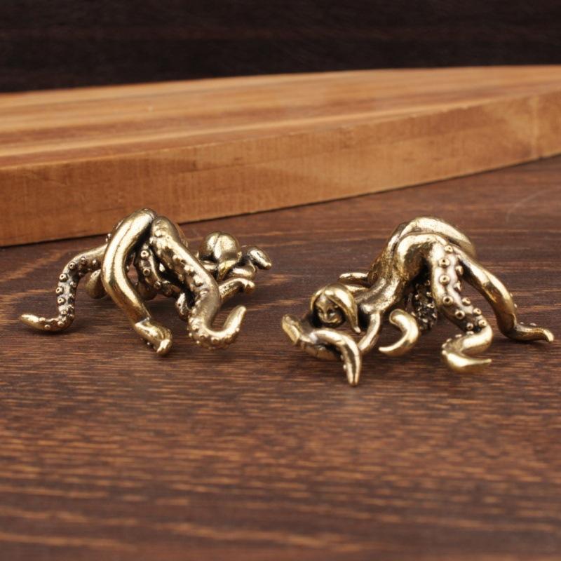 1 Pcs Vintage Brass Mermaid Figurine, Handmade Copper Table Decor, Tea Pet Ornament Desktop Handmade Ornament