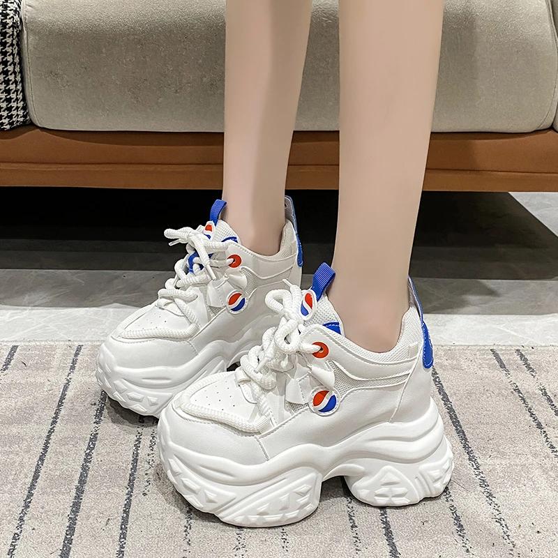 Fashion 10CM Autumn Platform Mesh Sneakers Women Breathable Tennis Female Vulcanized Shoes Spring Chunky Sneakers Sports Dad Shoes Woman