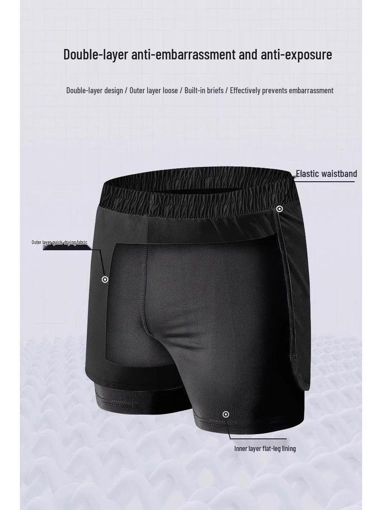 Men's Anti-Embarrassment Swimsuit Set: Square Leg Trunks & Full Swim Gear for Surfing and Diving