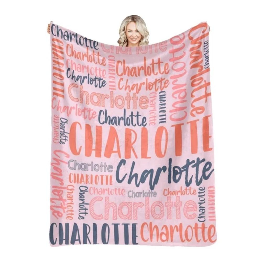 30 Colors Personalized Name Flannel Blanket For Girls Boys Letter Monochrome Customized Baby Adult Name Blanket Birthday Gift