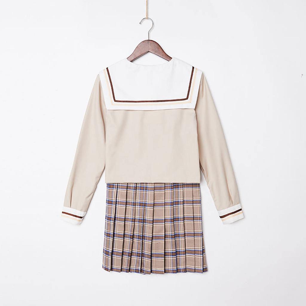Large Milk Suitable for Sailor Long Mini School Cultural High School High Sexy [Somnvs258] Size, Tea, Check, Cute, 3-piece Set, Cross-dressing, Men's,