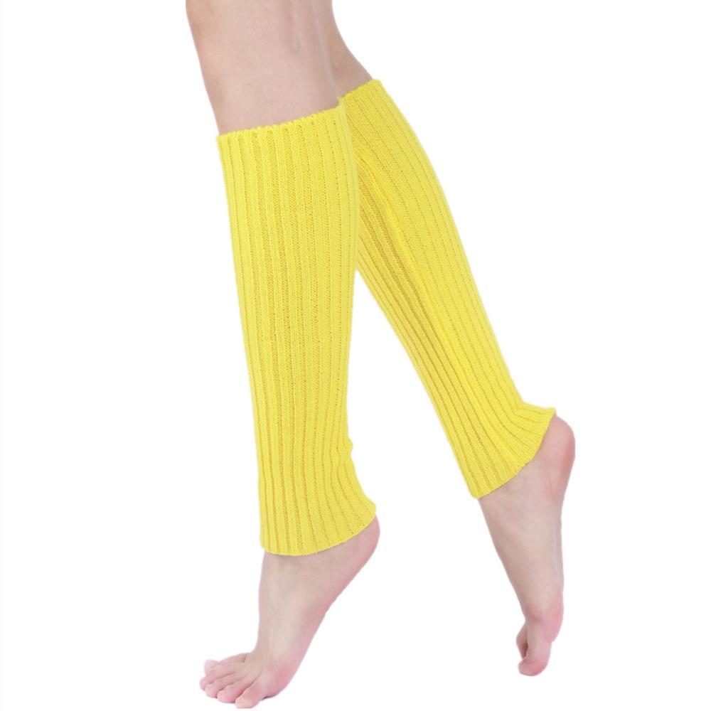 

Женские зимние теплые носки Неоновые вязаные гетры Ребристые яркие цветные носки без стопы Гетры разноцветные Один размер 1pcs жёлтый