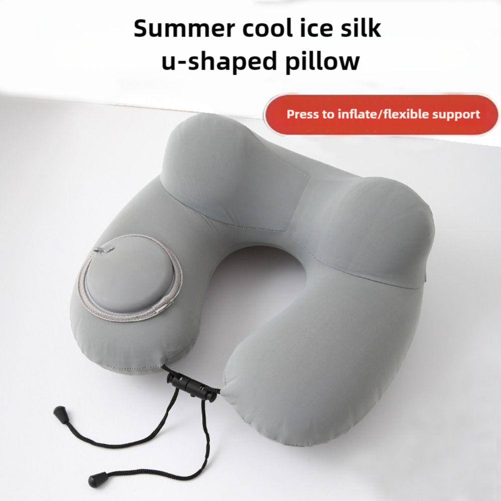 Soft Press To Inflate Pillow Inflatable Neck Support Cushion U-Shaped Travel Pillow  Airplane